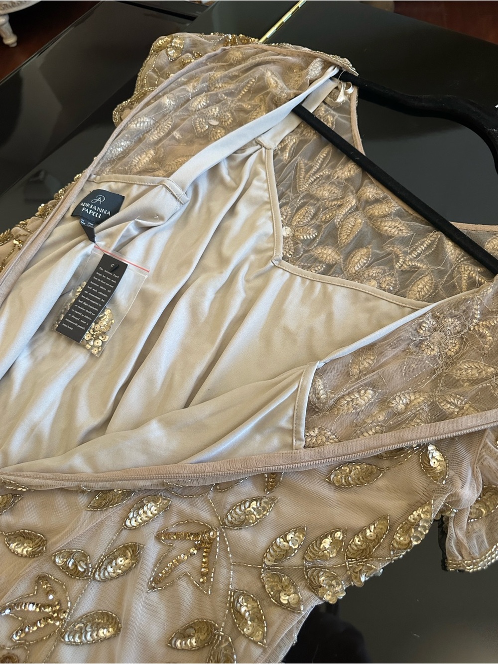 Adrianna Papell Beaded Gown,New,NoMissing Beads,ChampagneGold.actualColor#1-3 - Picture 7 of 10